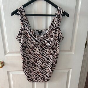 Torrid Animal Print Sleeveless Cowl Neck Top